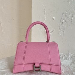 Balenciaga denim hourglass bag pink