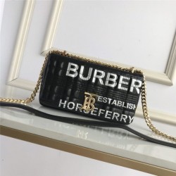 Burberry Small Horseferry Print Quilted Lola Bag in black