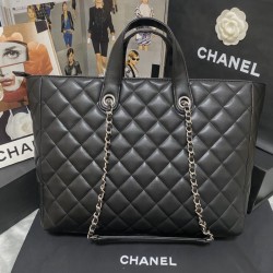 Chanel Calfskin Quilted Ultra Pocket Shopping Tote Navy AS3928