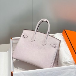 Hermes Birkin 25cm Bag In Mauve Pale Clemence Leather PHW