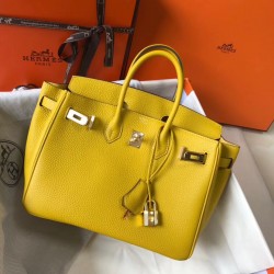 Hermes Birkin 25cm Bag In Yellow Clemence Leather GHW