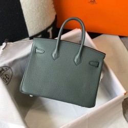 Hermes Birkin 25cm Bag In Vert Amande Clemence Leather GHW