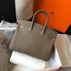 Hermes Birkin 25cm Bag In Taupe Clemence Leather GHW