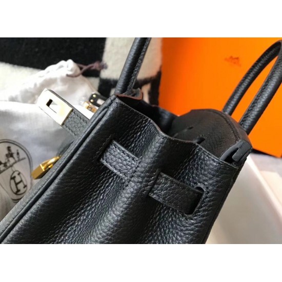 Hermes Birkin 25cm Bag In Black Clemence Leather GHW