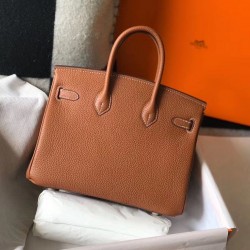 Hermes Birkin 25cm Bag In Gold Clemence Leather GHW