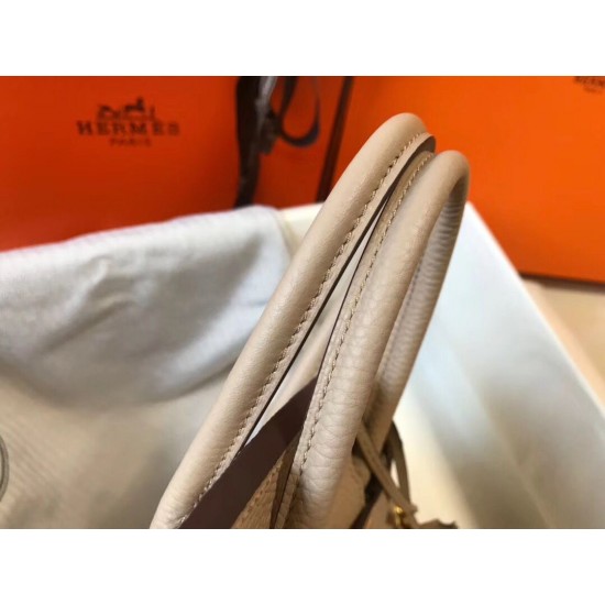 Hermes Birkin 25cm Bag In Beige Clemence Leather GHW
