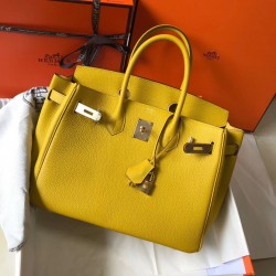 Hermes Birkin 30cm Bag In Yellow Clemence Leather GHW