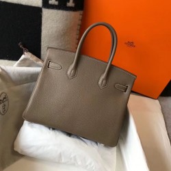 Hermes Birkin 30cm Bag In Taupe Clemence Leather GHW