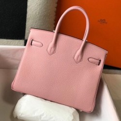 Hermes Birkin 30cm Bag In Pink Clemence Leather GHW