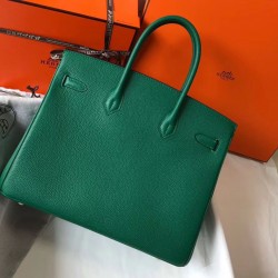 Hermes Birkin 35cm Bag In Vert Vertigo Clemence Leather GHW