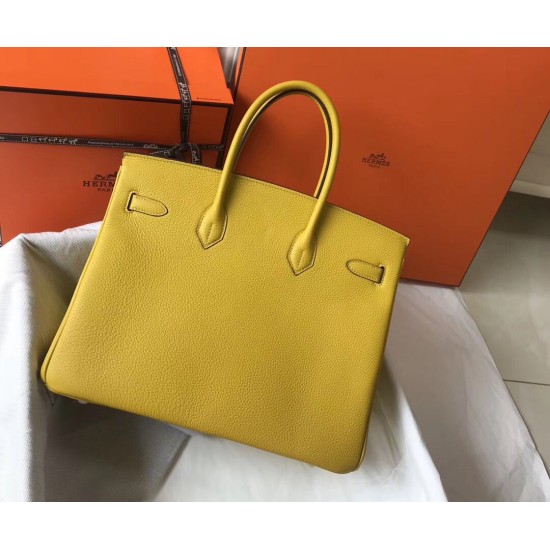  Hermes Birkin 35cm Bag In Yellow Clemence Leather GHW