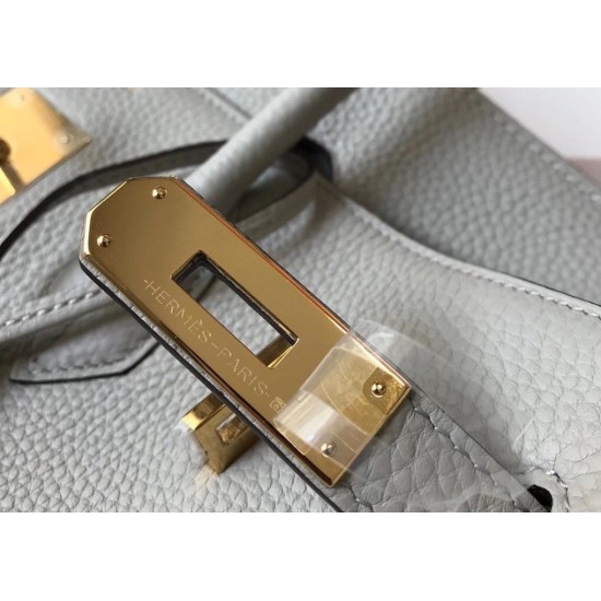 Hermes Birkin 35cm Bag In Pearl Grey Clemence Leather GHW