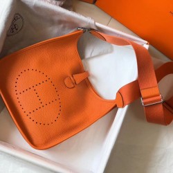 Hermes Evelyne III 29 PM Bag In Orange Clemence Leather