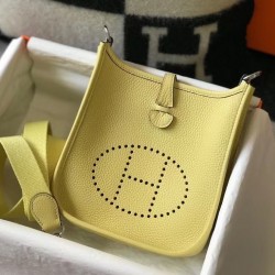 Hermes Evelyne III TPM Mini Bag In Jaune Poussin Clemence Leather