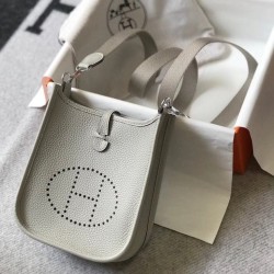 Hermes Evelyne III TPM Bag In Pearl Grey Clemence Leather