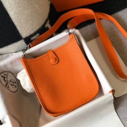 Hermes Evelyne III TPM Bag In Orange Clemence Leather