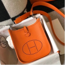Hermes Evelyne III TPM Bag In Orange Clemence Leather