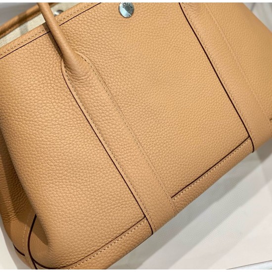 Hermes Garden Party 30 Bag In Chai Taurillon Leather