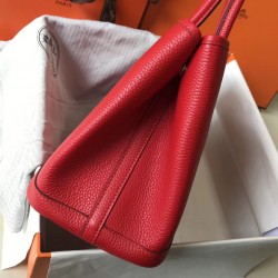 Hermes Garden Party 30 Bag In Red Taurillon Leather