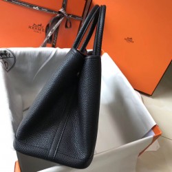 Hermes Garden Party 30 Bag In Black Taurillon Leather