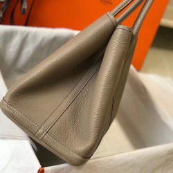 Hermes Garden Party 30 Bag In Grey Taurillon Leather
