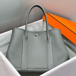 Hermes Garden Party 36 Bag In Gris Meyer Clemence Leather