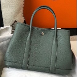 Hermes Garden Party 36 Bag In Vert Amande Clemence Leather