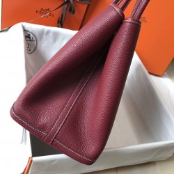 Hermes Garden Party 36 Bag In Bordeaux Clemence Leather