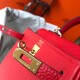 Hermes Kelly 20cm Bag In Red Clemence Leather GHW