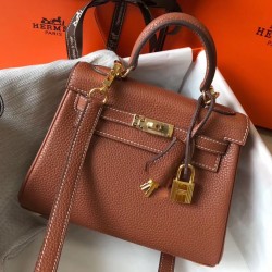 Hermes Kelly 20cm Bag In Grey Clemence Leather GHW