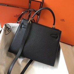 Hermes Kelly 28cm Bag In Black Epsom Leather GHW