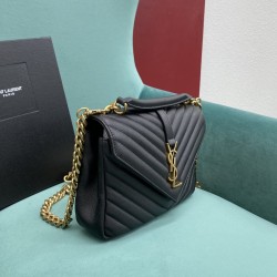 YSL_MONOGRAM messenger bag_YSL classic style487213 hand shoulder bag black gold buckle