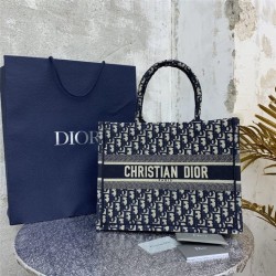 Blue Dior Oblique Embroidered Dior Book Tote