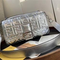 FEND Silver Baguette Shoulder Bag